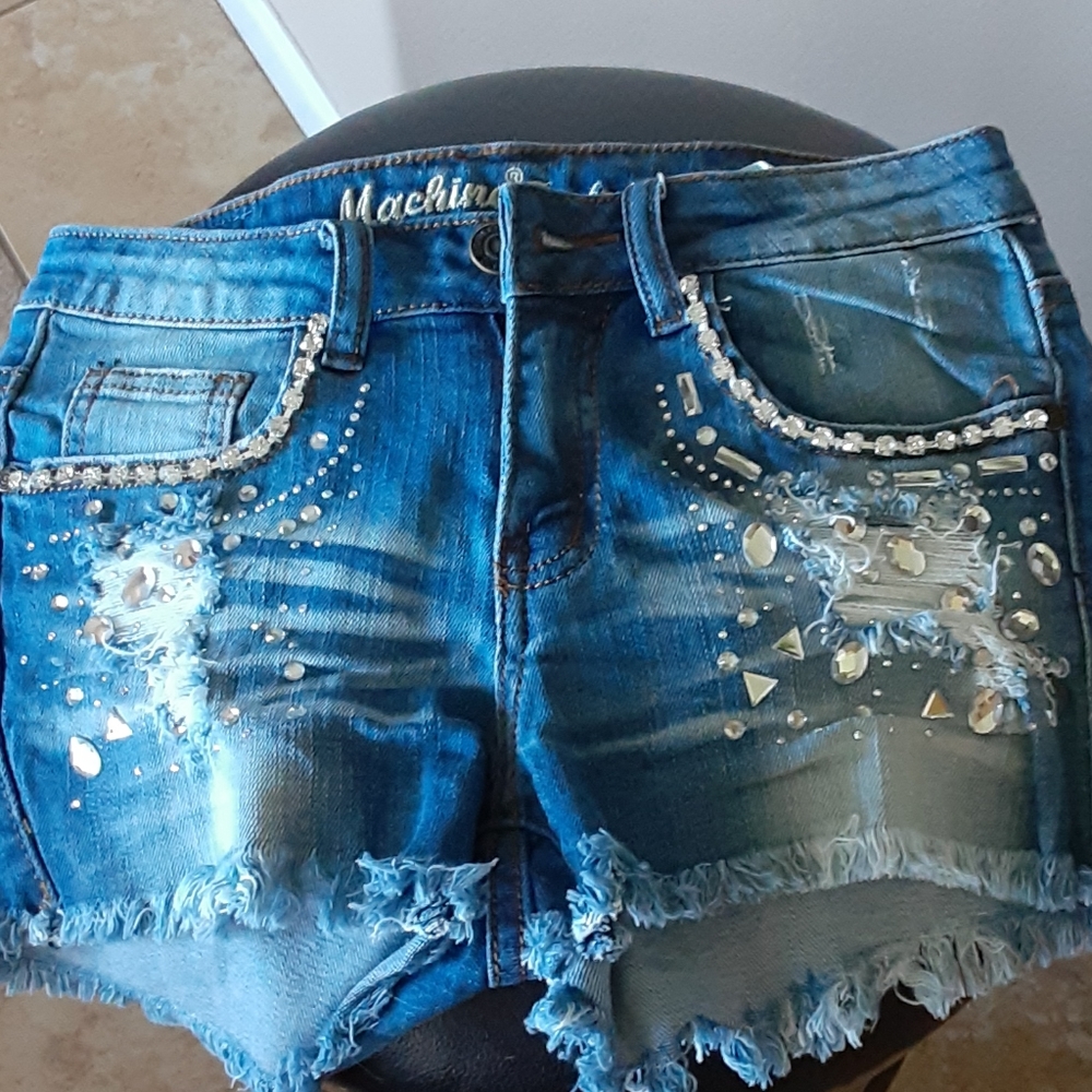 Denim Blinged Shorts